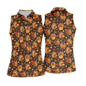 Thanksgiving Turkey Medallion Golf Shirt, Womens Golf Tops, Golf Shirts For Women