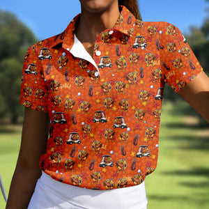 Thanksgiving Cartoon Turkey Golf Shirt, Ladies Golf Shirts, Womens Golf Clothing