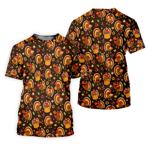 Thanksgiving Turkey Medallion Golf Shirt, Womens Golf Tops, Golf Shirts For Women