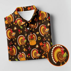 Thanksgiving Turkey Medallion Golf Shirt, Mens Golf Polo, Funny Mens Golf Shirts