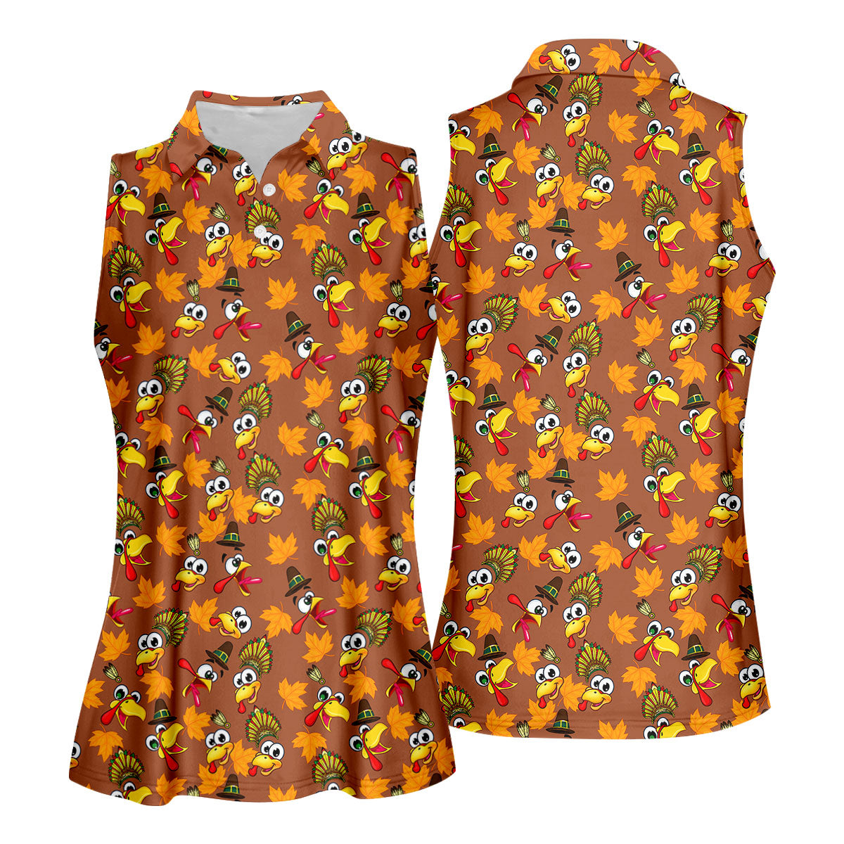 Thanksgiving Turkey Leaves Golf Shirt, Ladies Golf Shirts, Golf Shirts For Women