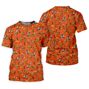 Thanksgiving Cartoon Turkey Golf Shirt, Ladies Golf Shirts, Womens Golf Clothing