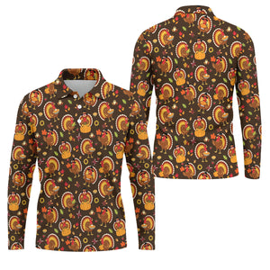 Thanksgiving Turkey Medallion Golf Shirt, Mens Golf Polo, Funny Mens Golf Shirts