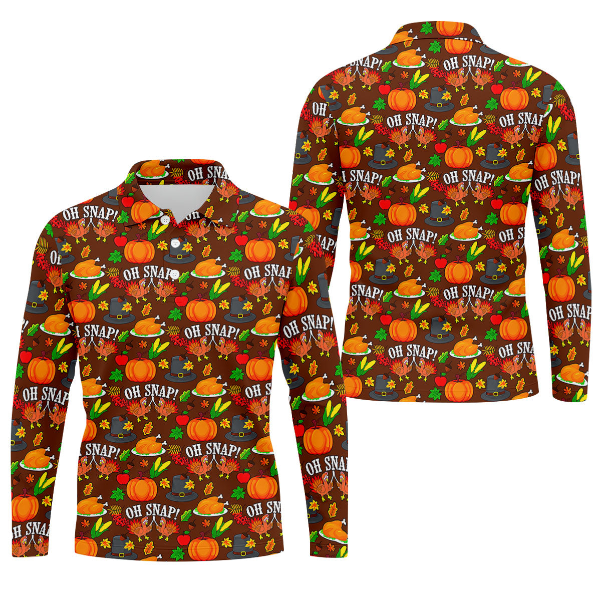 Thanksgiving Oh Snap Pumpkin Golf Shirt, Mens Golf Polo, Mens Holiday Golf Shirts