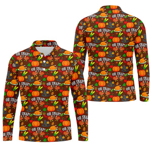 Thanksgiving Oh Snap Pumpkin Golf Shirt, Mens Golf Polo, Mens Holiday Golf Shirts