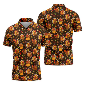 Thanksgiving Turkey Medallion Golf Shirt, Mens Golf Polo, Funny Mens Golf Shirts