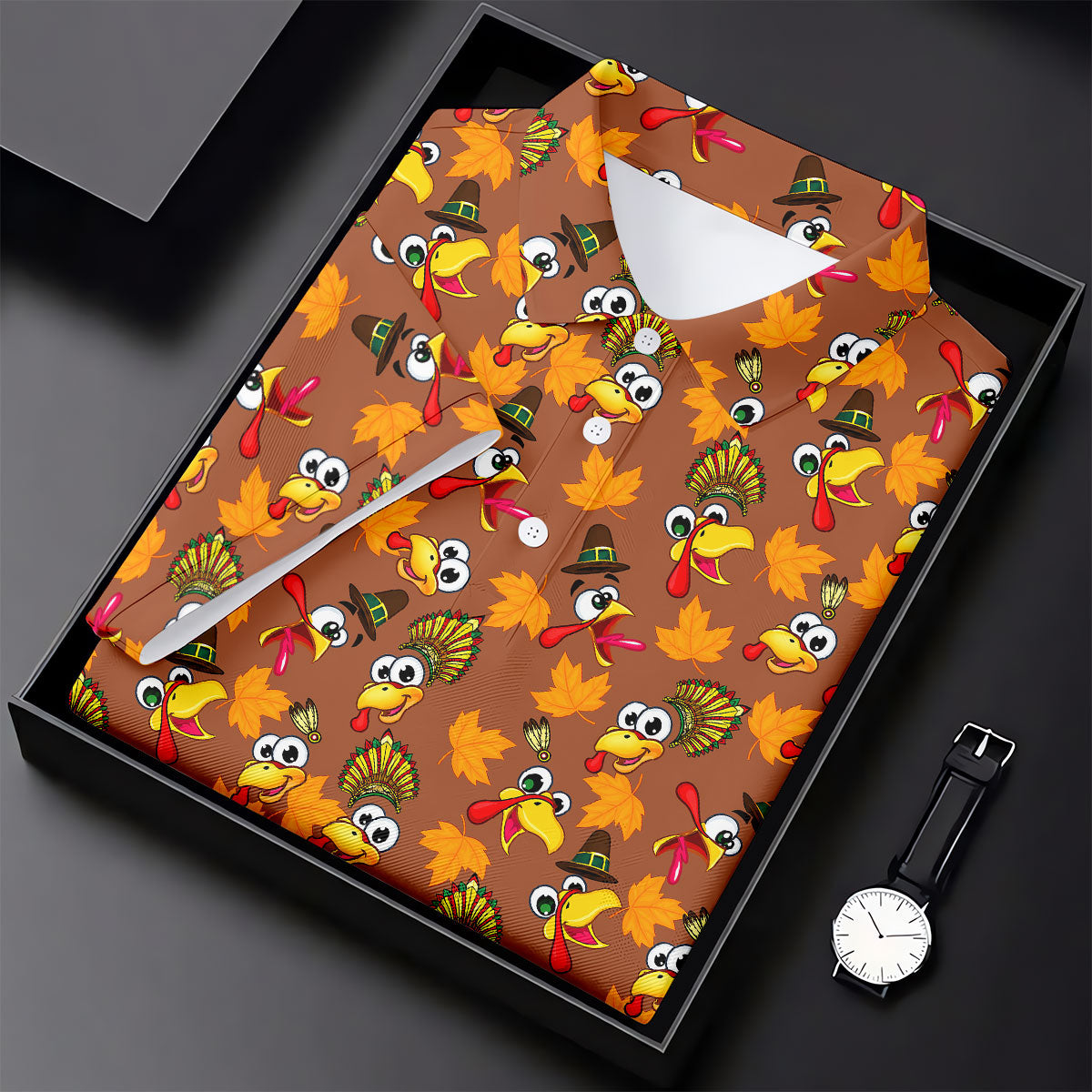 Thanksgiving Turkey Leaves Golf Shirt, Ladies Golf Shirts, Golf Shirts For Women