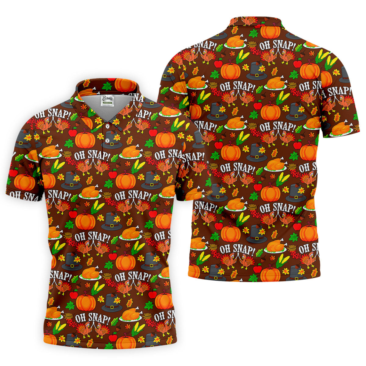 Thanksgiving Oh Snap Pumpkin Golf Shirt, Mens Golf Polo, Mens Holiday Golf Shirts