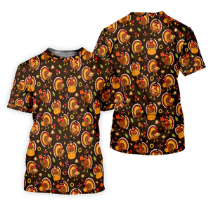 Thanksgiving Turkey Medallion Golf Shirt, Mens Golf Polo, Funny Mens Golf Shirts