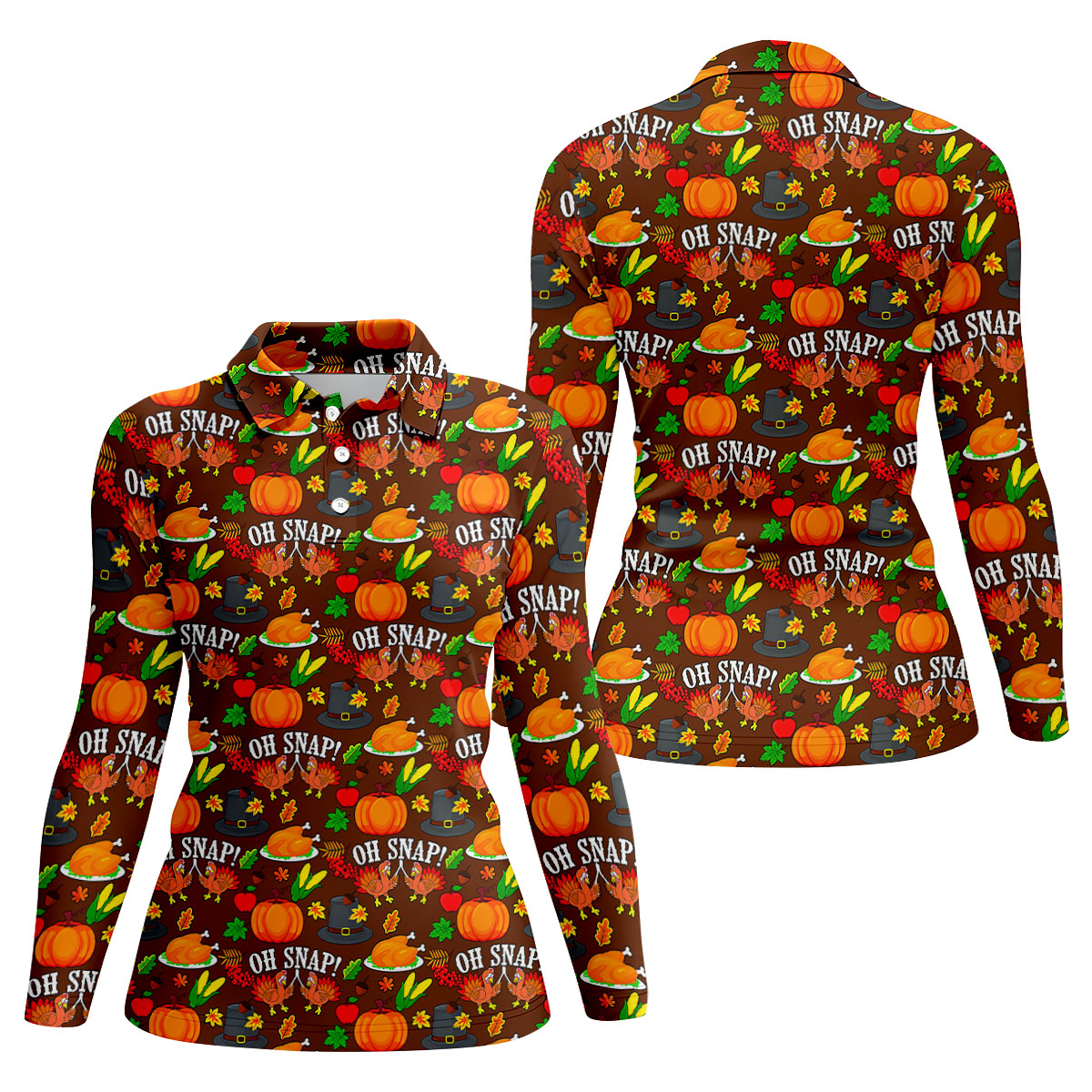 Thanksgiving Oh Snap Pumpkin Golf Shirt, Ladies Golf Shirts, Womens Golf Apparel