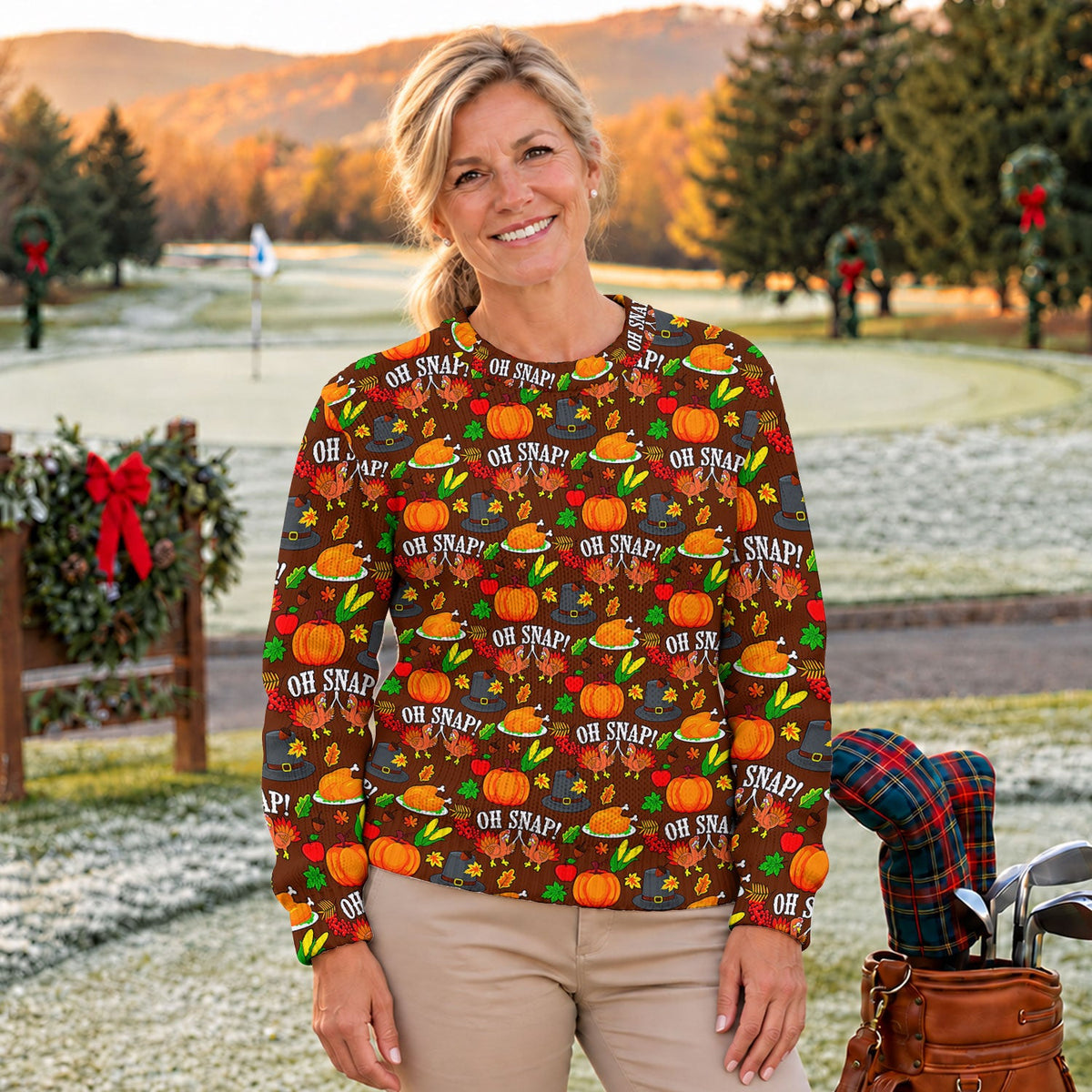 Ugly Christmas Sweater Thanksgiving Oh Snap, Ugly Sweater Party, Christmas Golf Gift