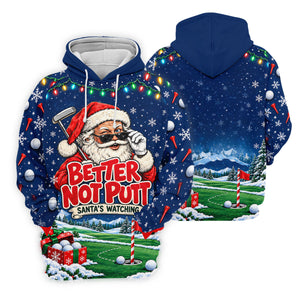 Better Not Putt Santa Christmas Golf Shirt, Golf Shirts For Men, Mens Golf Apparel