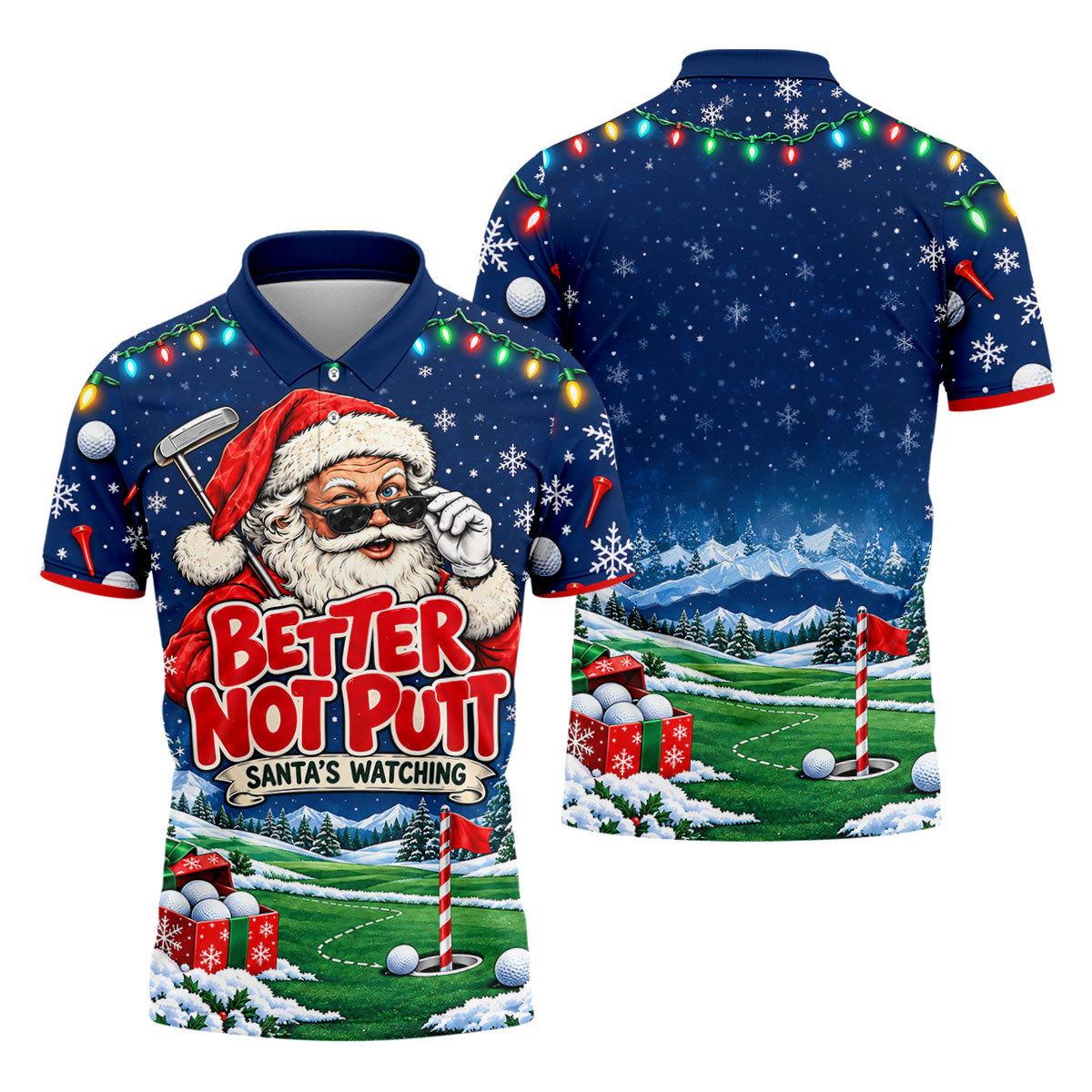 Better Not Putt Santa Christmas Golf Shirt, Golf Shirts For Men, Mens Golf Apparel