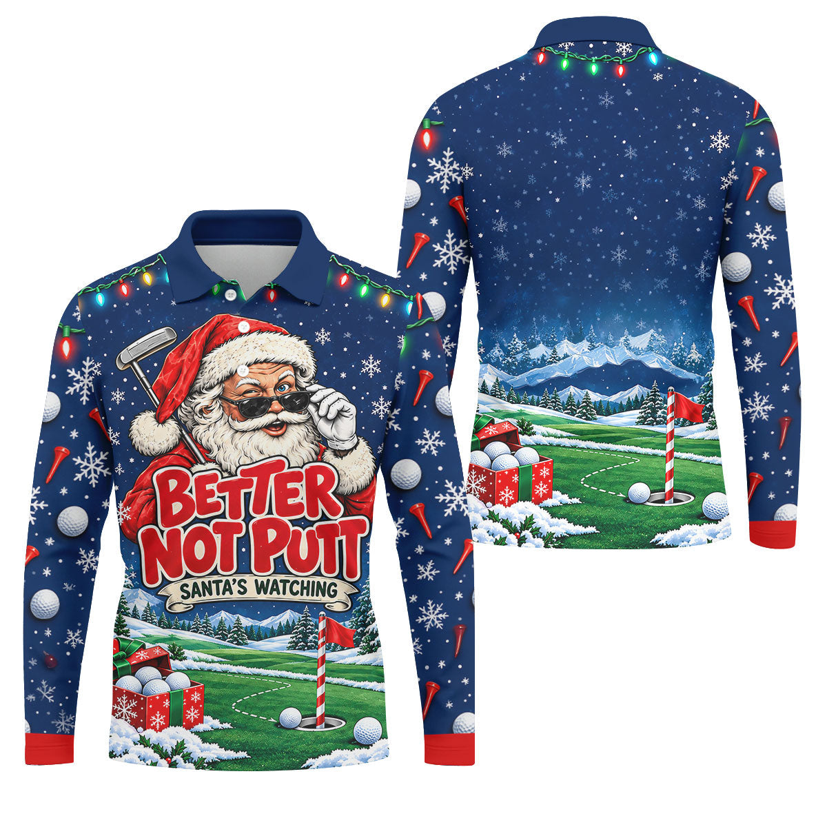 Better Not Putt Santa Christmas Golf Shirt, Golf Shirts For Men, Mens Golf Apparel