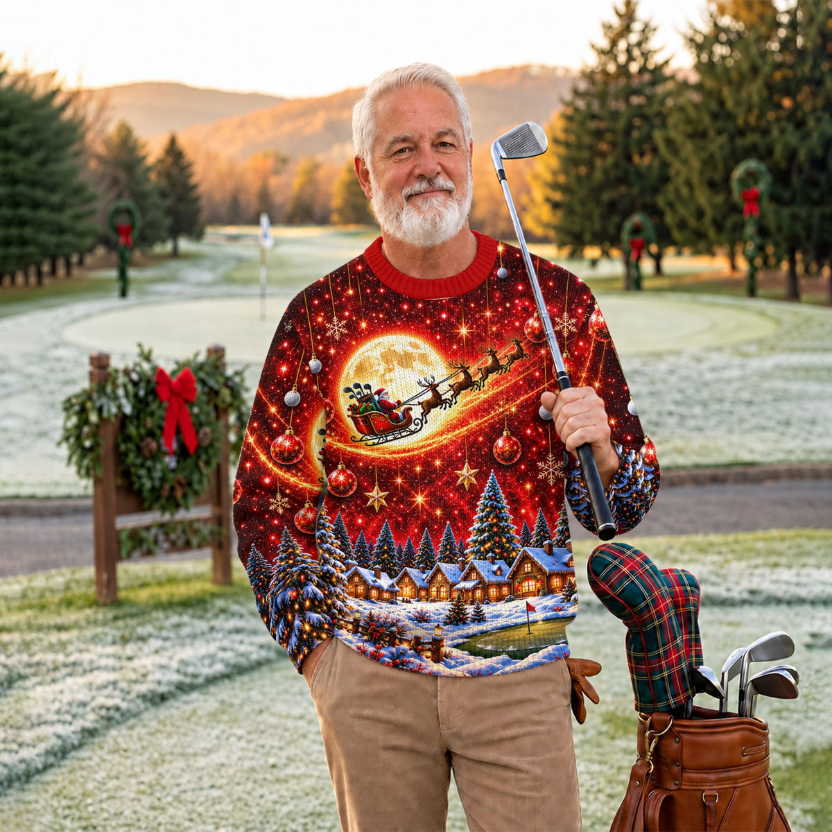 Ugly Christmas Sweater Santa Sleigh Comet, Ugly Sweater Party, Funny Holiday Sweater