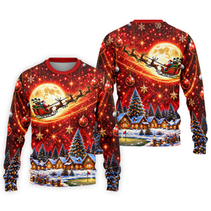 Santa Sleigh Comet Christmas Golf Shirt, Mens Golf Polo, Mens Holiday Golf Shirts