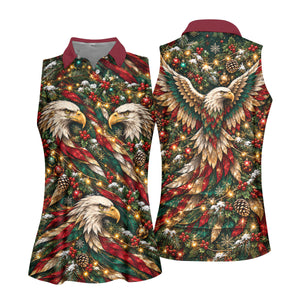 Funny Eagle Pattern Christmas Golf Shirt, Womens Golf Tops, Womens Golf Clothing