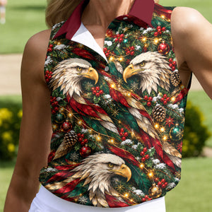 Funny Eagle Pattern Christmas Golf Shirt, Womens Golf Tops, Womens Golf Clothing