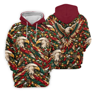 Eagle Pattern Christmas Golf Shirt, Golf Gifts For Men, Mens Holiday Golf Shirts