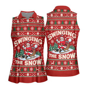 Swinging In The Snow Christmas Golf Shirt, Womens Golf Tops, Womens Golf Apparel