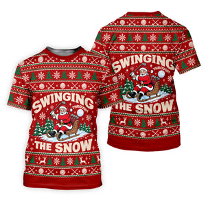 Swinging In The Snow Christmas Golf Shirt, Womens Golf Tops, Womens Golf Apparel