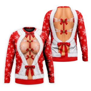 Ribbon Bells Busty Santa Christmas Golf Shirt, Mens Golf Polo, Funny Mens Golf Shirts