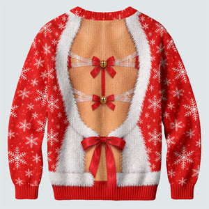 Ribbon Bells Busty Santa Ugly Christmas Sweater, Ugly Sweater Party, Golf Lover Gifts