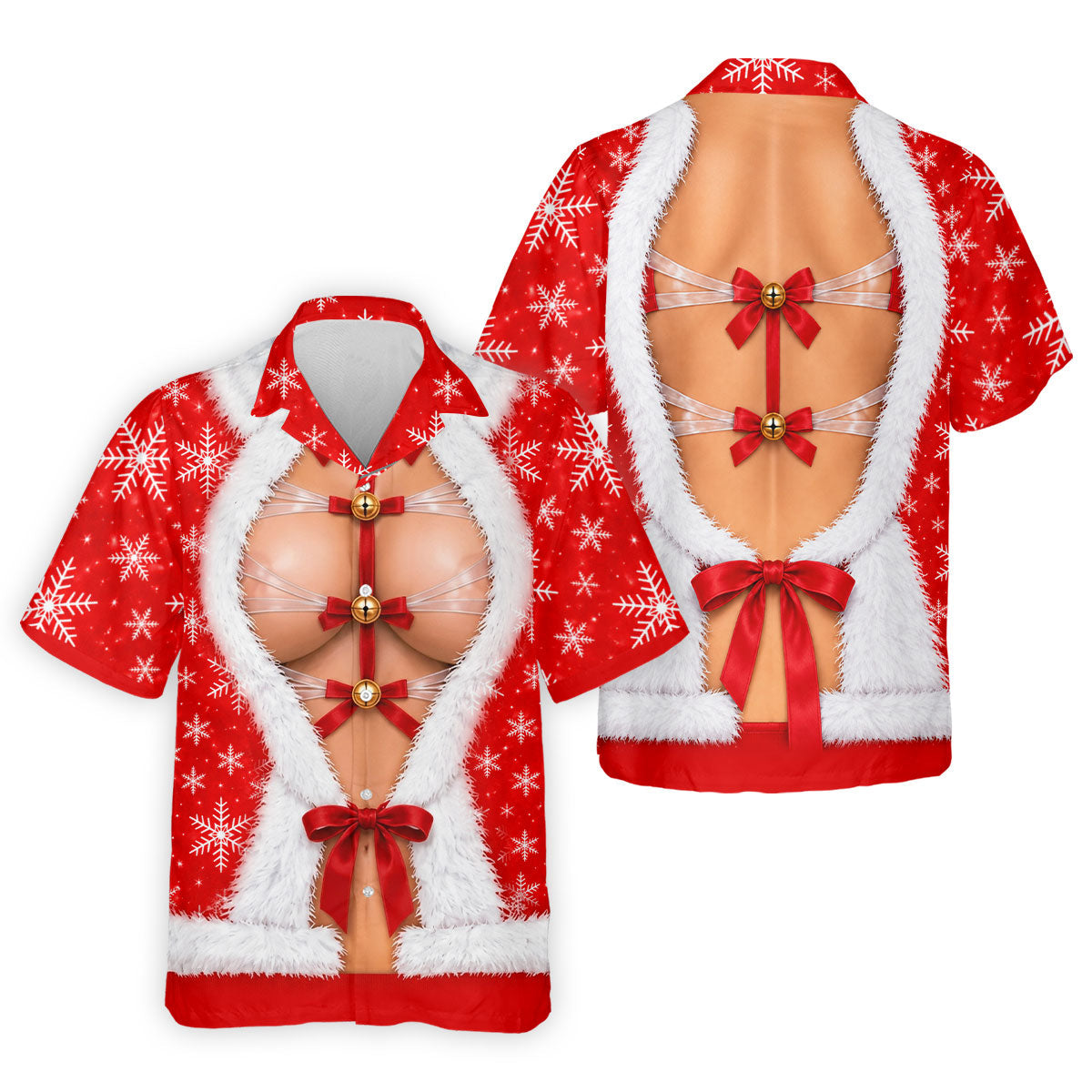 Ribbon Bells Busty Santa Christmas Golf Shirt, Mens Golf Polo, Funny Mens Golf Shirts