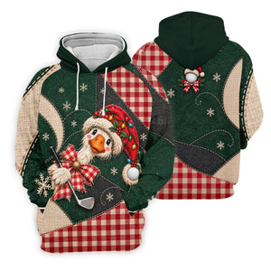 Santa Hat Goose Golfer Christmas Golf Shirt, Mens Golf Shirts, Funny Mens Golf Shirts