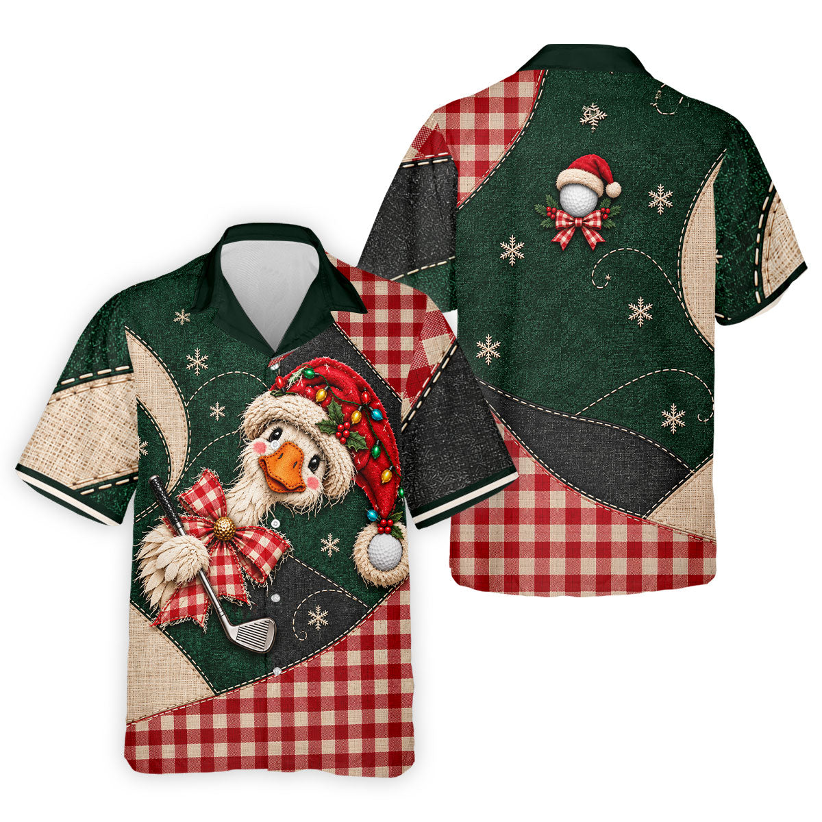 Santa Hat Goose Golfer Christmas Golf Shirt, Mens Golf Shirts, Funny Mens Golf Shirts