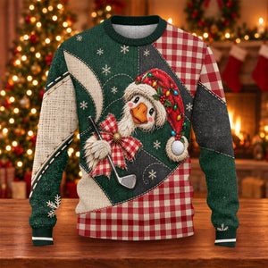 Santa Hat Goose Golfer Ugly Christmas Sweater, Funny Holiday Sweater, Christmas Gifts