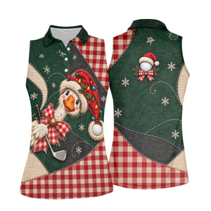 Santa Hat Goose Golfer Christmas Golf Shirt, Golf Gifts For Women, Womens Golf Shirts