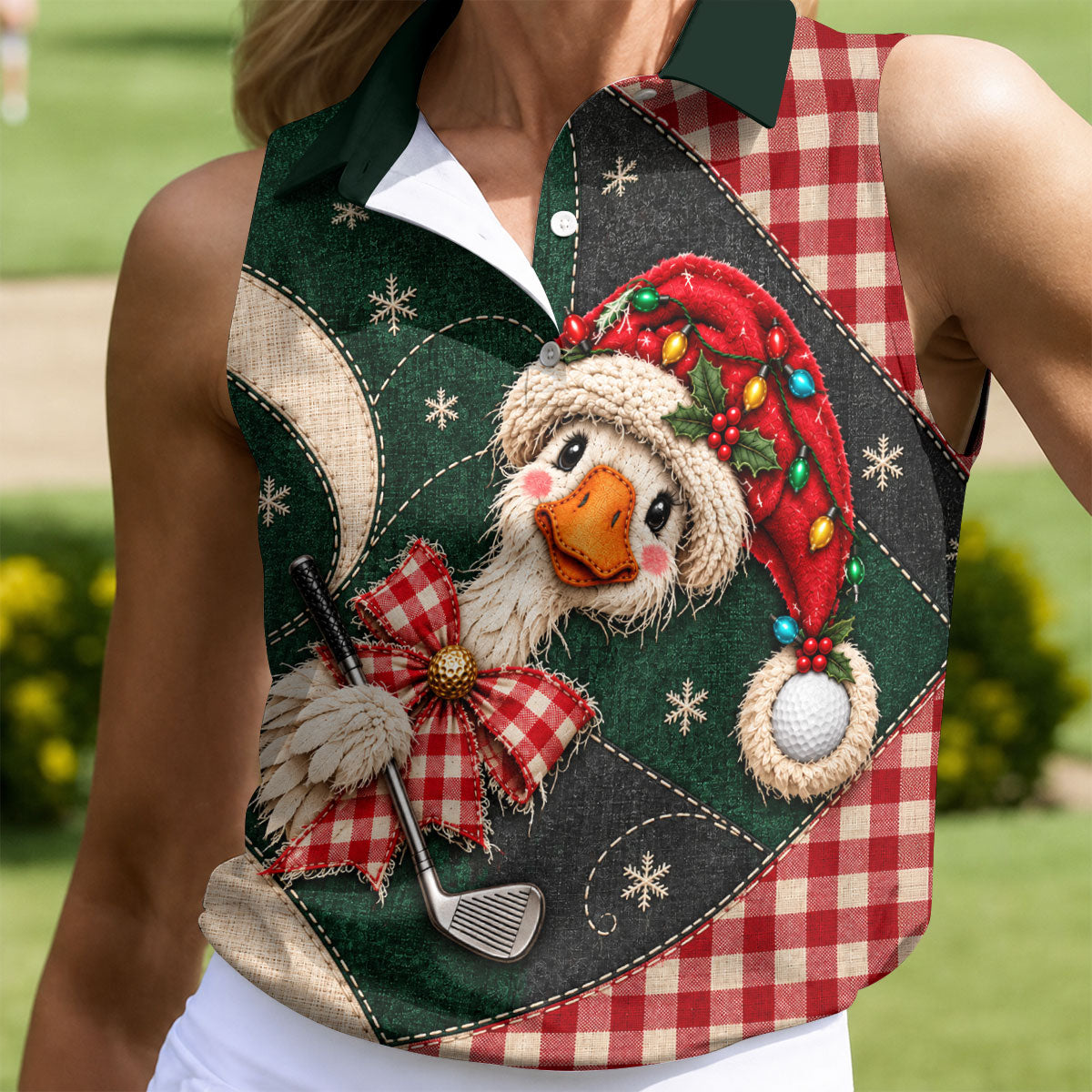 Santa Hat Goose Golfer Christmas Golf Shirt, Golf Gifts For Women, Womens Golf Shirts