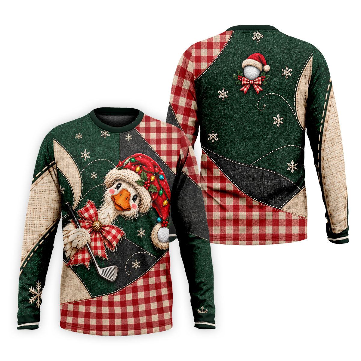Santa Hat Goose Golfer Christmas Golf Shirt, Mens Golf Shirts, Funny Mens Golf Shirts