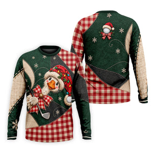 Santa Hat Goose Golfer Christmas Golf Shirt, Mens Golf Shirts, Funny Mens Golf Shirts
