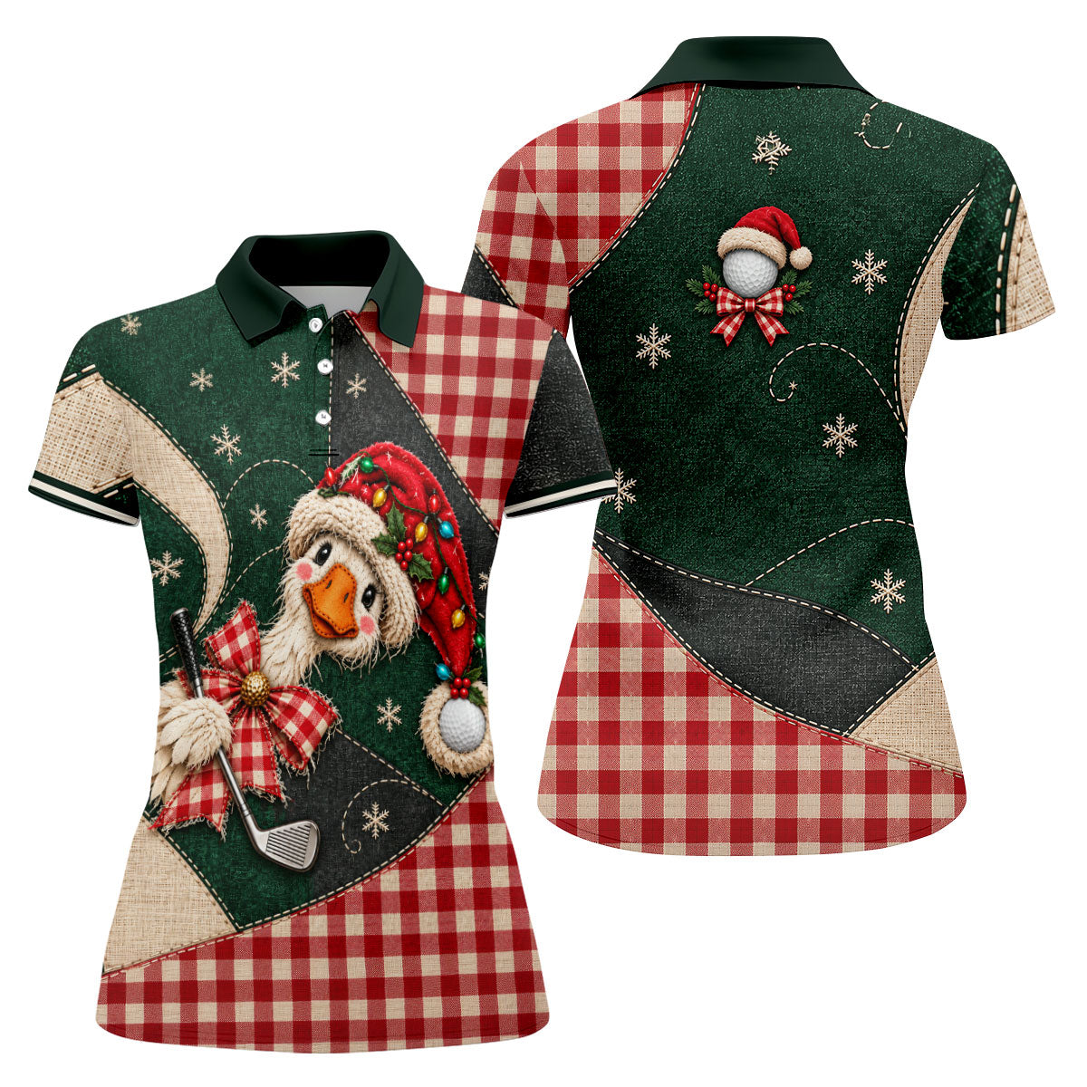Santa Hat Goose Golfer Christmas Golf Shirt, Golf Gifts For Women, Womens Golf Shirts