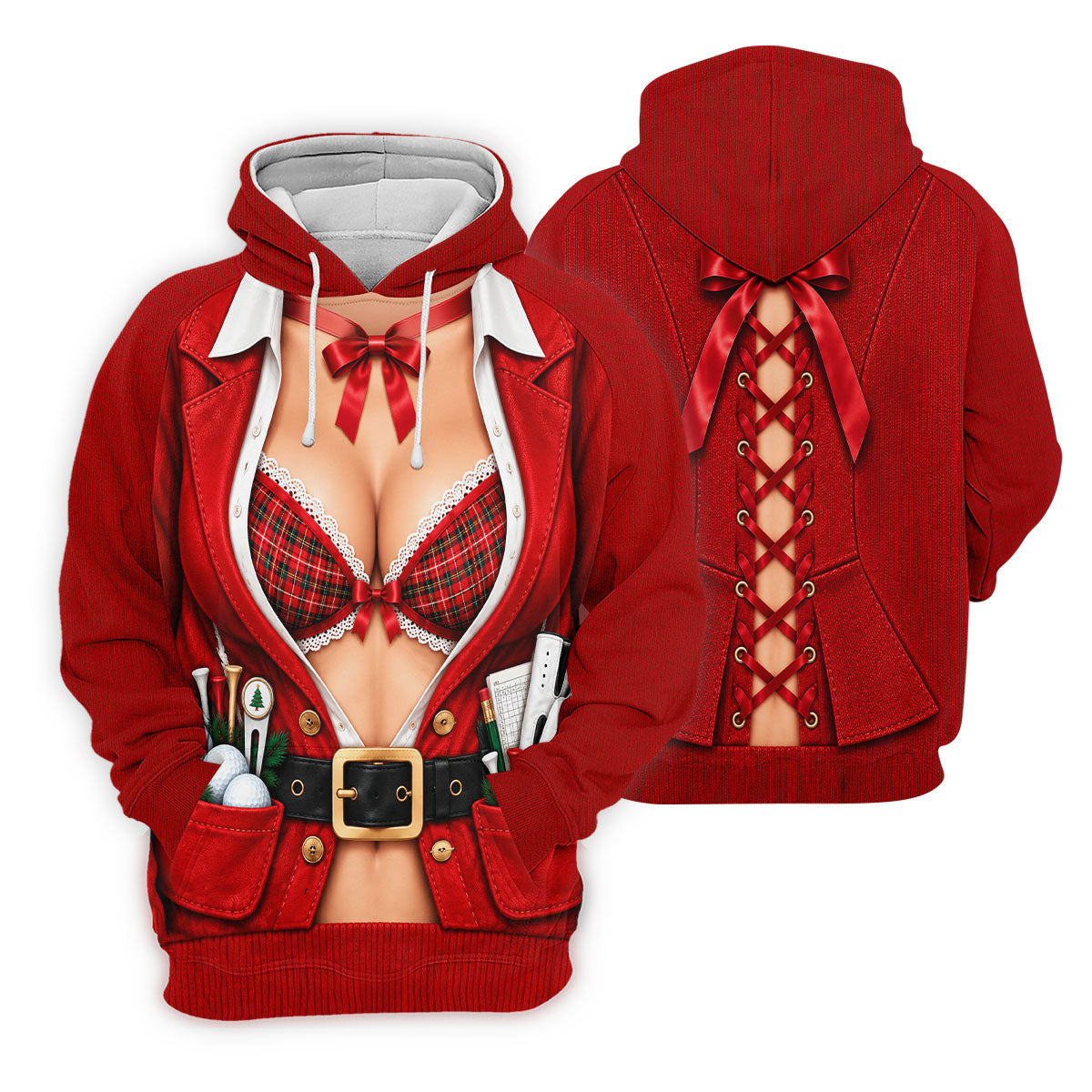 Plaid Bra Santa Suit Christmas Golf Shirt, Golf Gifts For Men, Mens Golf Clothing