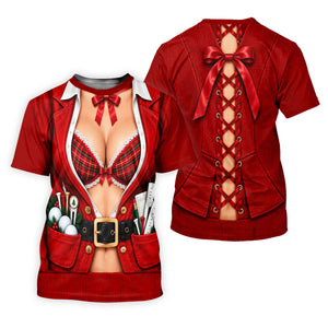 Plaid Bra Santa Suit Christmas Golf Shirt, Golf Gifts For Men, Mens Golf Clothing