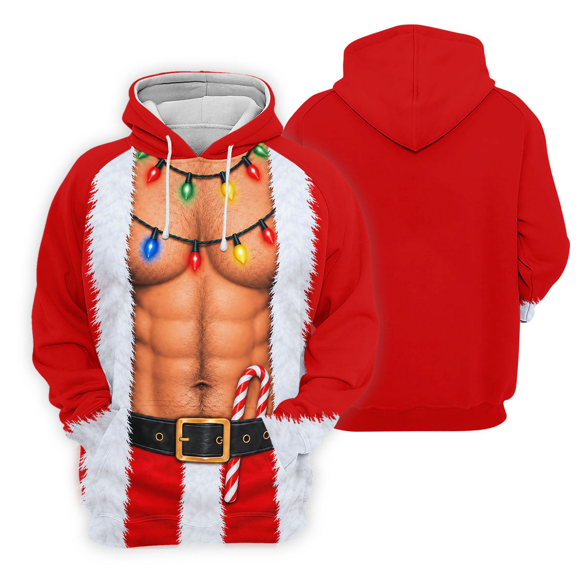 Santa Abs Lights Candy Cane Christmas Golf Shirt, Womens Golf Tops, Ladies Golf Tops