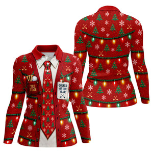 Golfer Of The Year Tie Christmas Golf Shirt, Womens Golf Apparel, Ladies Golf Apparel