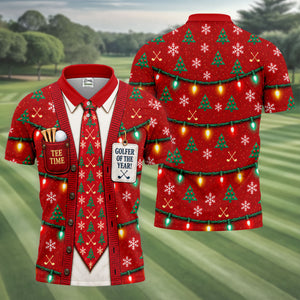 Golfer Of The Year Tie Christmas Golf Shirt, Golf Shirts For Men, Mens Golf Clothing