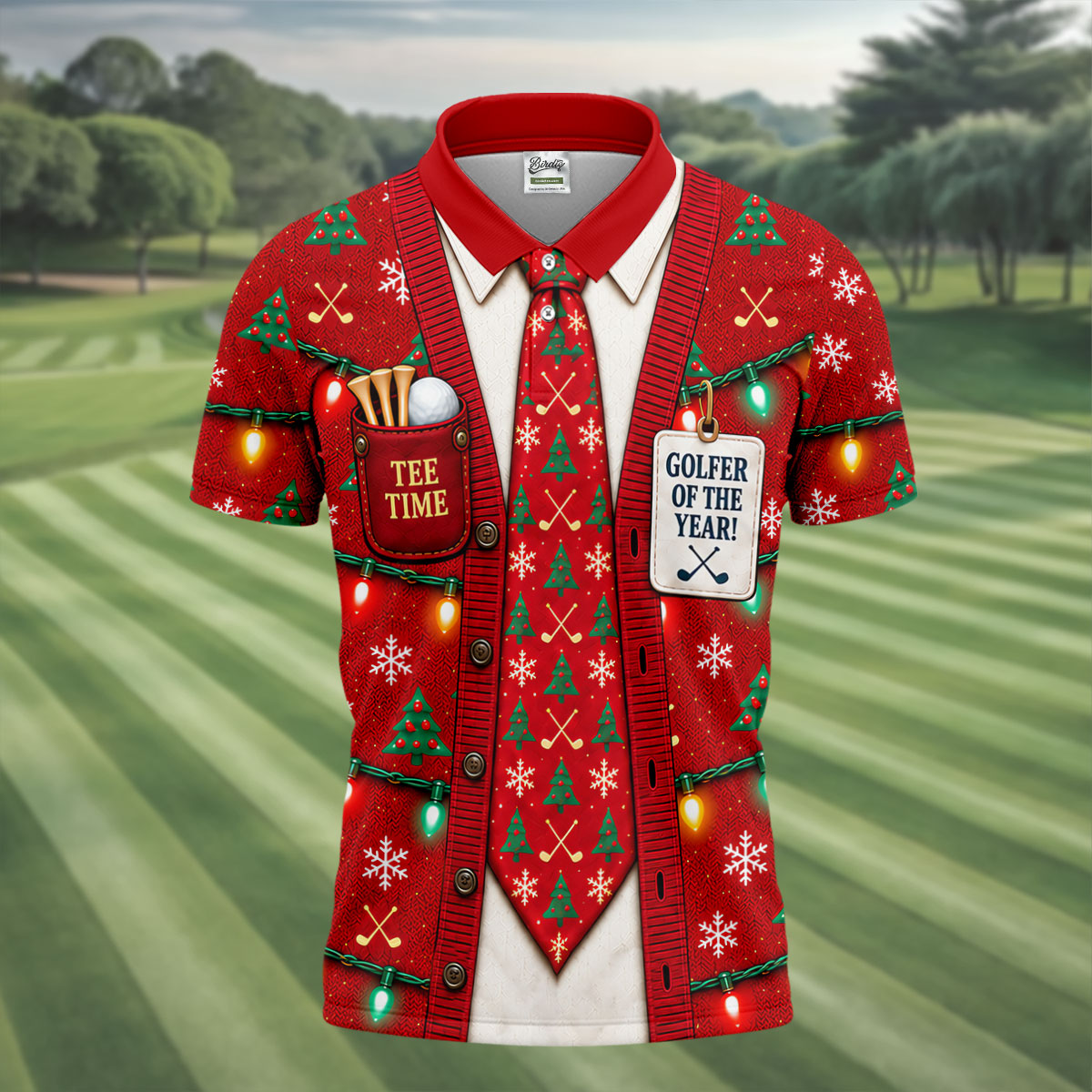 Golfer Of The Year Tie Christmas Golf Shirt, Golf Shirts For Men, Mens Golf Clothing