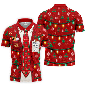 Golfer Of The Year Tie Christmas Golf Shirt, Golf Shirts For Men, Mens Golf Clothing