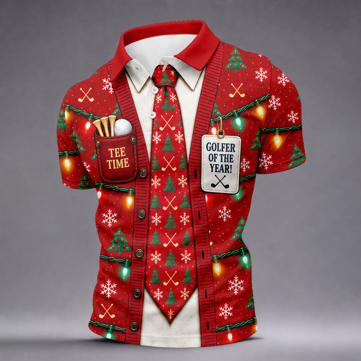 Golfer Of The Year Tie Christmas Golf Shirt, Golf Shirts For Men, Mens Golf Clothing