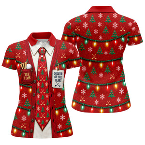 Golfer Of The Year Tie Christmas Golf Shirt, Womens Golf Apparel, Ladies Golf Apparel