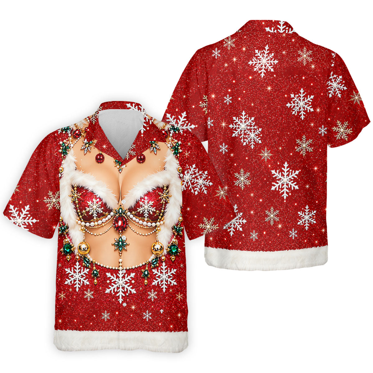 Jeweled Glitter Bra Christmas Golf Shirt, Golf Polo For Men, Mens Holiday Golf Shirts