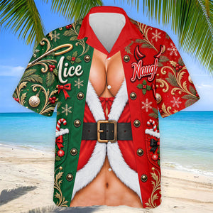 Nice Naughty Busty Santa Christmas Golf Shirt, Golf Polo For Men, Golf Gifts For Men