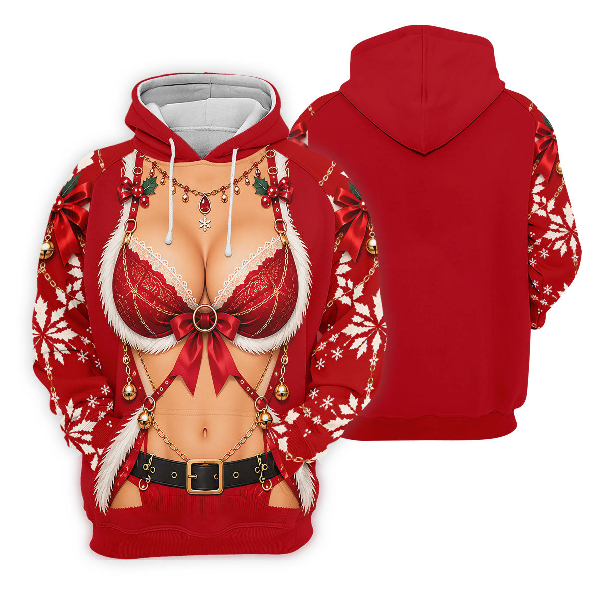 Red Lace Bra Harness Santa Christmas Golf Shirt, Ladies Golf Tops, Womens Golf Shirts