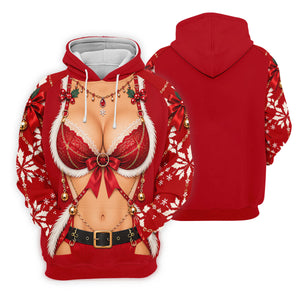 Red Lace Bra Harness Santa Christmas Golf Shirt, Ladies Golf Tops, Womens Golf Shirts