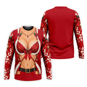 Red Lace Bra Harness Santa Christmas Golf Shirt, Mens Golf Apparel, Golf Polo For Men